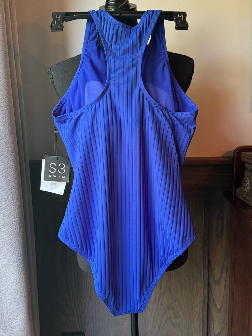 Royal Blue Ribbed Button-Front Bodysuit large nwt - Picture 8 of 8